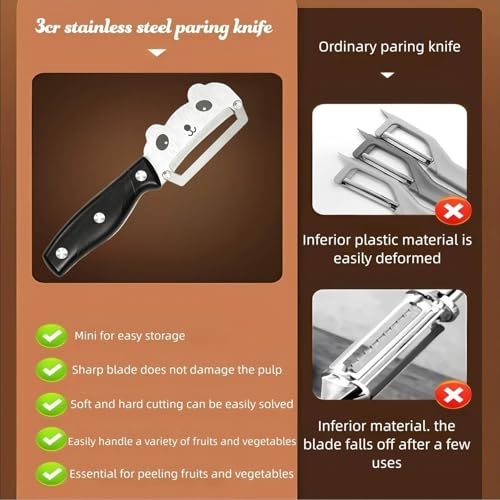 Vegetable Peeler Ergonomic Handle Stainless Steel for Potato Fruit (Standard / Black)