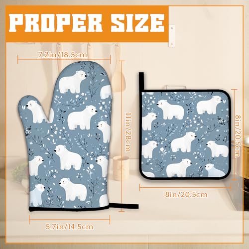 Cute Polar Bear Oven Mitts and Pot Holders (4 Count)