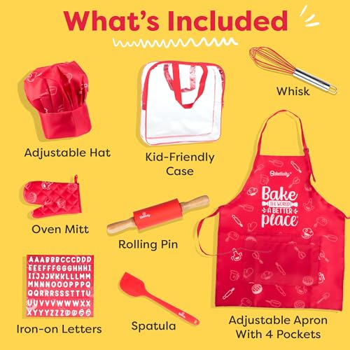 Adjustable Kids Chef Hat & Apron for Boys & Girls