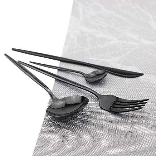Shiny Black Silverware Set (Service for 4 / Black)