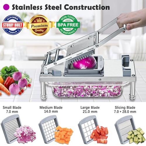 Vegetable Chopper Veggie Cutter Onion Food Potato Tomato Dicer With Blade (4 Blade)
