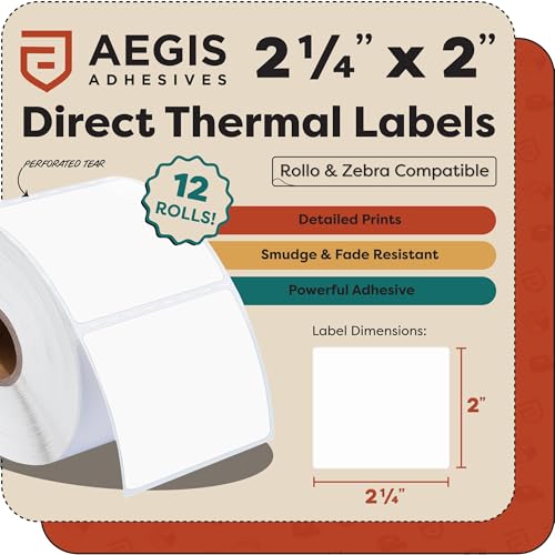 2.25" X 2" Square Direct Thermal Labels (2.25" X 2")