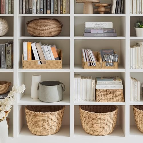 Paper Rope Shelf Baskets (Light Brown(Paper Rope) / 17"L x 11"W x 7½"H + 2x 7½"L x 9½"W x 6¾"H)