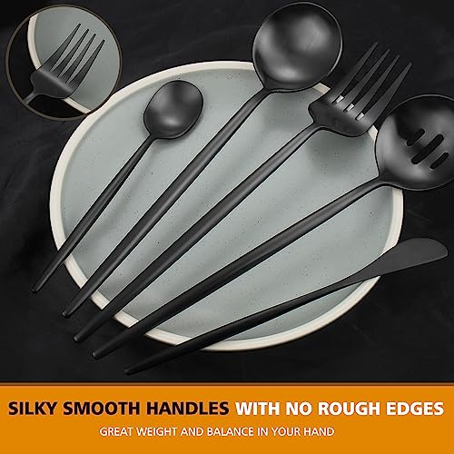 5pcs Matte Black Serving Set (Black / 5-piece)