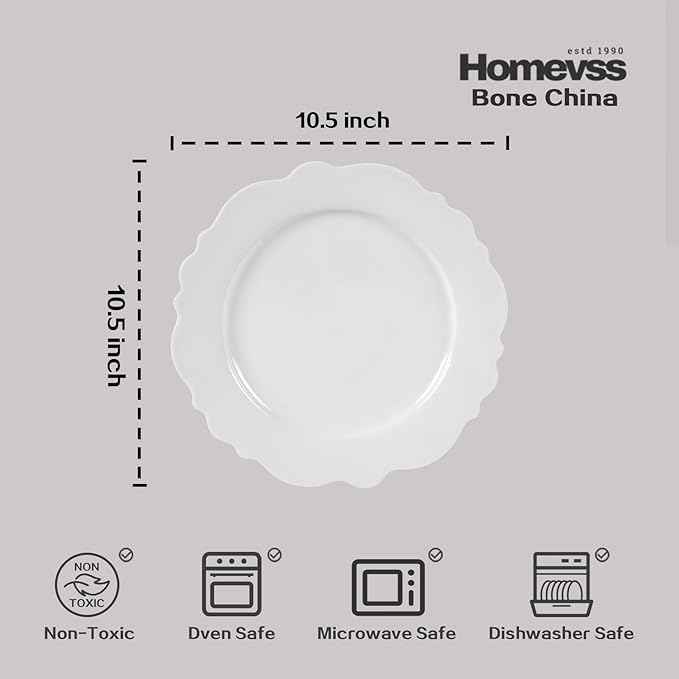 HomeVss, New Bone China Dinnerware Set Embossed Winds, Service for 8-40pc Set