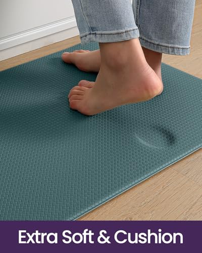Kitchen Floor Mats Cushioned Anti Fatigue Runner (Hunter Green / 59"l X 17"w X 0.4"th + 29"l X 17"w X 0.4"th)