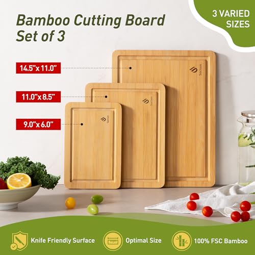 Bamboo Cutting Board Set Non Slip Feet Over Sink Kitchen Gadgets Seller 2024 First Apartment Essentials New Home Must Haves Things Stuff Accessories House Warming Decor Housewarming Hostess Host Gifts (3-Piece / Natural)