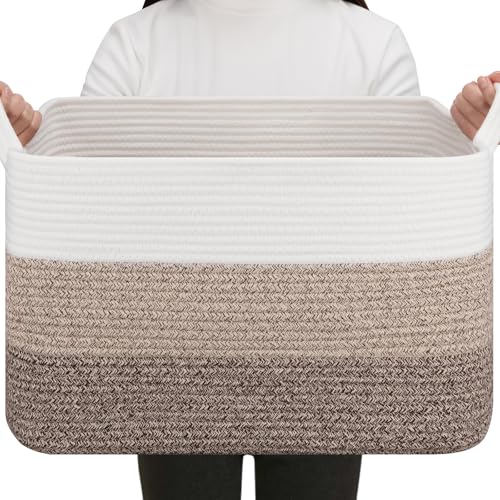50L Storage Basket Large Blanket Basket Living Room Yellow 3 (Gradient Yellow / 3 pcs-17.7”x13.8”x11”)