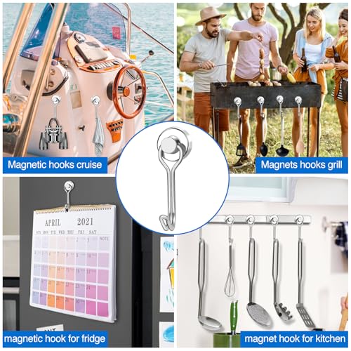 Magnetic Hooks Magnet Hook for Cruise Cabins Fridge 30LBS 6Pack (Silver / 0.63in)