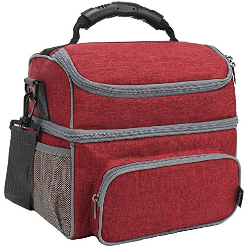 Double Layer Cooler Insulated Lunch Bag Adult Lunch Box Large Tote Bag for Men (2 Count)
