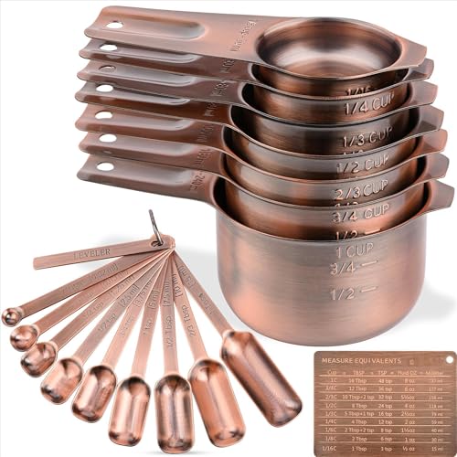 Copper Measuring Cups and Spoons Set