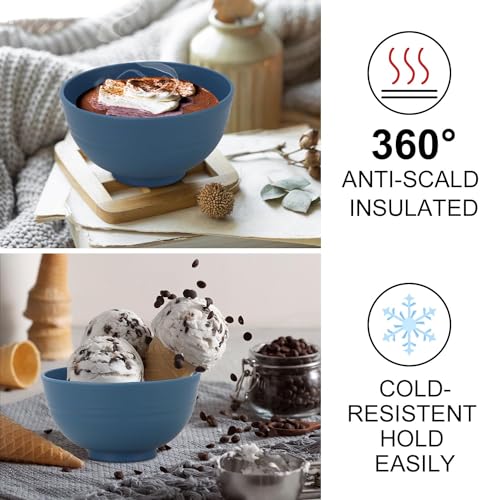 wheat straw small bowls 10oz set of 8 (10 oz / Navy blue,Green,Yellow,Orange)
