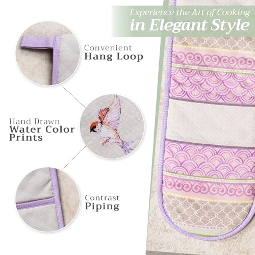 Double Oven Mitts 100% Cotton Double Oven Glove (092 - Magnolia Mornings / 7" x 35" (Double Oven Mitt))