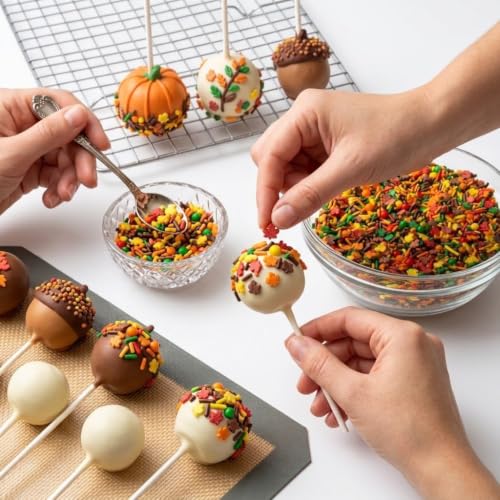 Autumn Themed Sprinkle Blend with Colored Sugar Leaf Shapes (Orange, red, yellow)