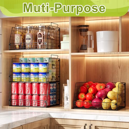 4 Pack XXL Stackable Wire Storage Basket (4 Pack-Wide 15.4"W x 11.8"D)