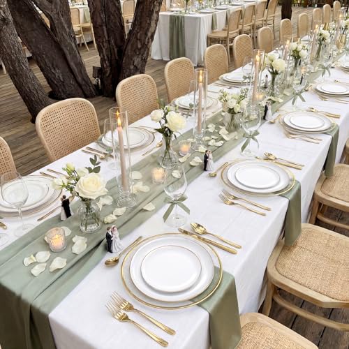 200PCS Gold Plastic Plates (White and Gold / 200 count)