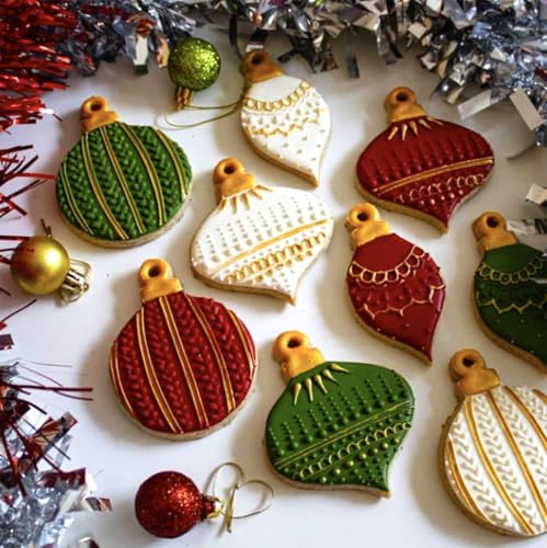 Christmas Ornament Cookie Cutters 4Pcs for Baking Decorating (Christmas Ornaments 4Pcs)