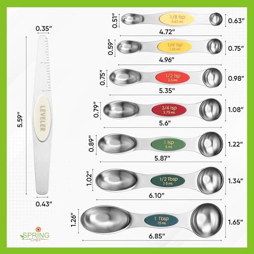 Stainless Steel Magnetic Measuring Spoons Set of 8 (Very Merry / 1-Pack)