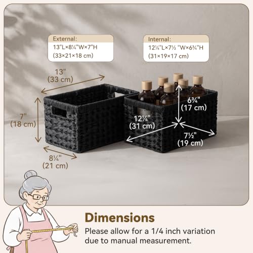 Black Wicker Basket (Black / 13"L x 8¼"W x 7"H)