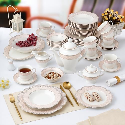Sandra Bone China Dinnerware Set (57 Piece Set)