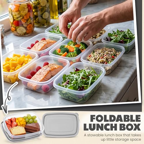 18 Pcs 33 oz Plastic Food Storage Containers with Lids (Grey)