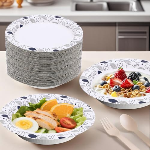 20 oz 180 Pack Paper Bowls Bulk Heavy Duty Disposable Bowls Leaf (Leaf / 20 oz)