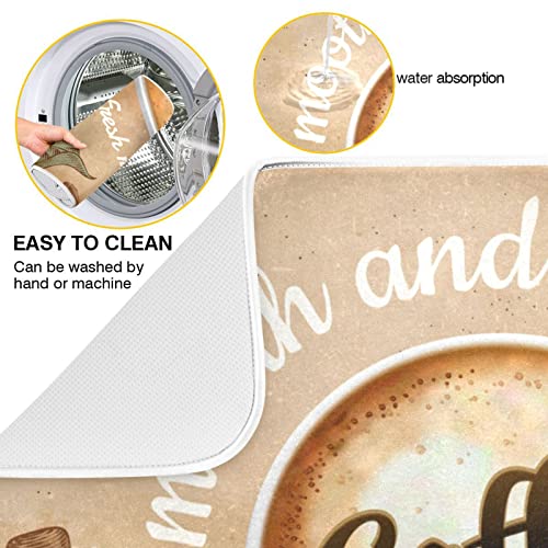 Super Absorbent Dish Drying Mat (Coffee Cup Retro Brown / 18" x 24")