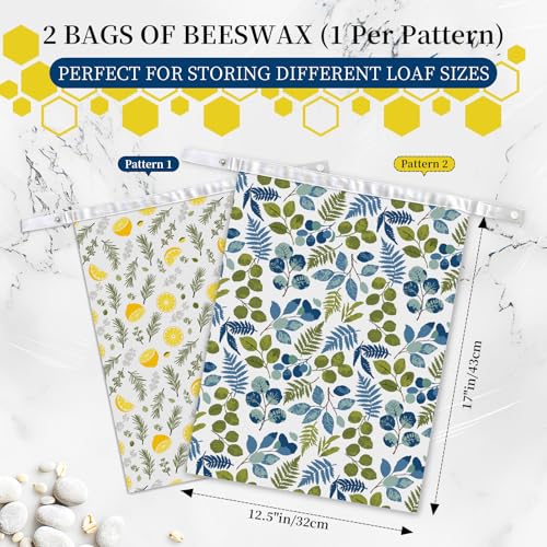 Reusable Beeswax Bread Storage Bag (Lemons & Leaves)