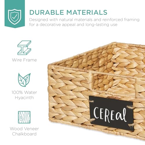 Set of 4 13x12in Water Hyacinth Pantry Baskets (13x12x5in / Natural)