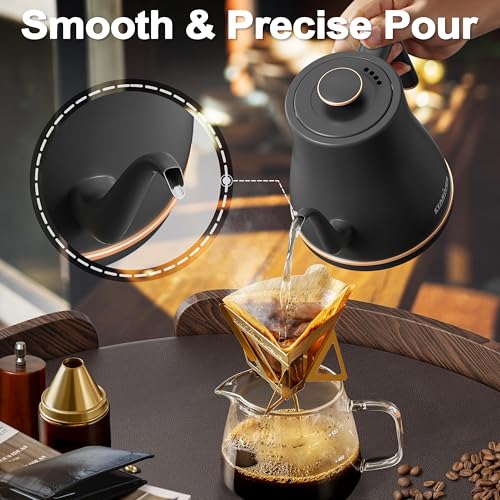 Gooseneck Electric Kettle (Black-gold / 0.8 Quarts)