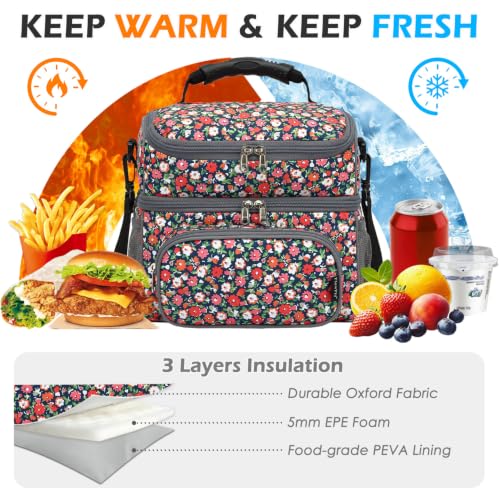 Double Layer Cooler Insulated Lunch Bag Adult Lunch Box Large Tote Bag for Men (2 Count)