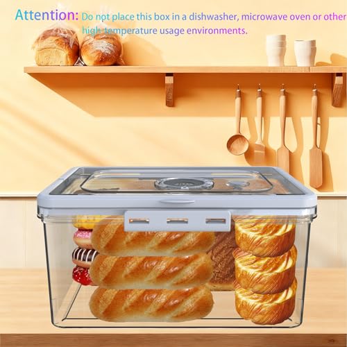 Bread Box With Digital Hygrometer (Grey-Handle)