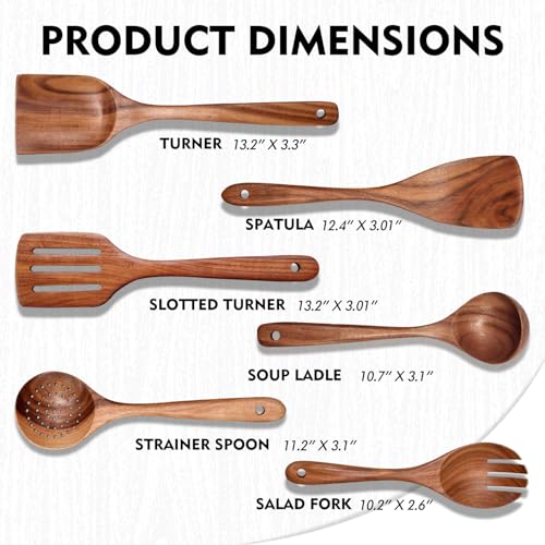 Wooden Spoons for Cooking 6 Piece (6 Count)