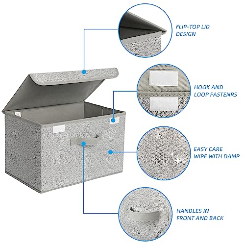 Storage Baskets with Lids (Ash Gray / Large-2 Pack)