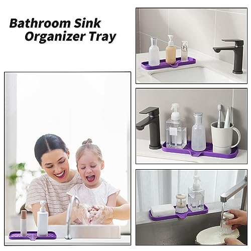 Silicone Soap Dish with Drain Spout (Purple / L(12"×4"))