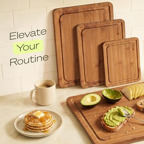 Wooden Cutting Boards for Kitchen Meal Prep & Serving (4-Piece / Carbonized)