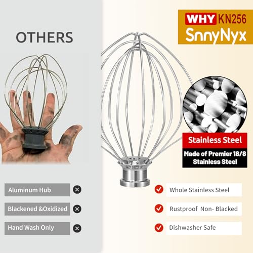 Stainless Steel Whisk Attachment for KitchenAid 5 (Fits Bowl-Lift Pro 5 Plus, Pro 600/6000, KSM55/60)