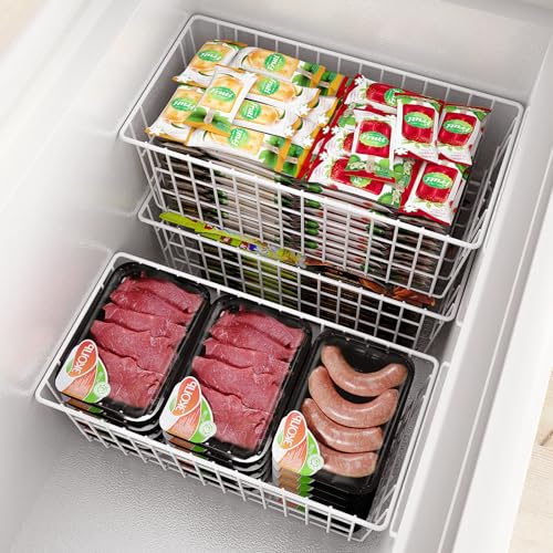 Upright Freezer Organizer Bins Metal Wire Storage Container Basket