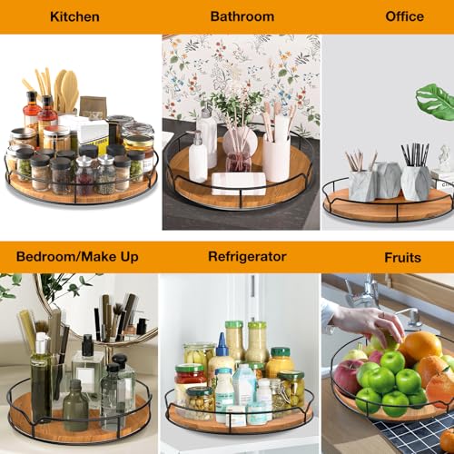 Lazy Susan Turntable Organizer for Cabinet Pantry Kitchen Countertop Refrigerator Cupboard (Carbonized Black / 14'')