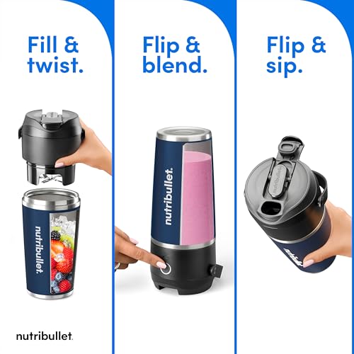 Flip Portable Blender with Insulated Cup (20 oz / Indigo)