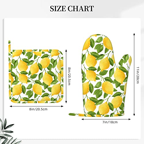 Lemon Oven Mitts and Pot Holders Sets of 4 (One Size / Silicone Lemon)