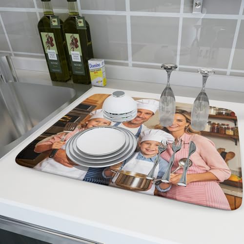 Custom Personalized Dish Drying Mat for Kitchen Counter 18 X 24 In (Custom Colorful / 24" x 18")
