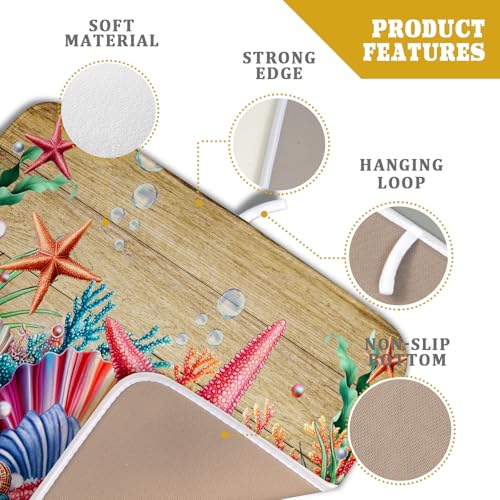 Dish Drying Mat for Kitchen Counter (Beach Starfish 0317 / 18" x 16")