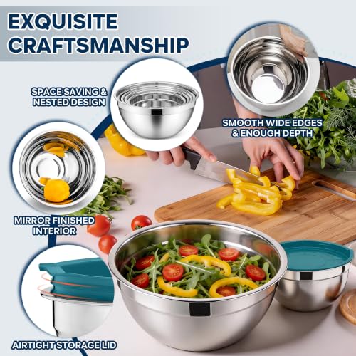 Mixing Bowls with Lids Set (Dark Blue / 10 Piece)