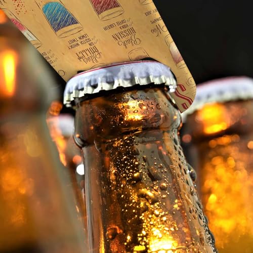 Shots Menu Stainless Steel Bottle Opener Drinks with Names Cocktail Glass Mix Color Striped Sketch Line Flat Beer Bottle Opener Keychain for Home Kitchen Bar Restaurant Party Birthday Gift (Shots Menu)