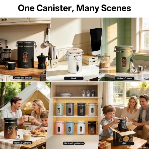Coffee Canister with Window (Black / 39 oz)