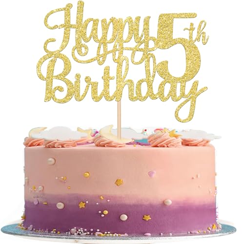 1 PCS Happy 5th Birthday Cake Topper (Gold / 5th)