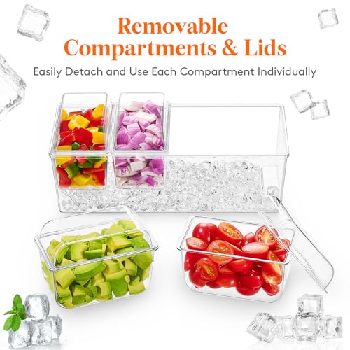 Chilled Condiment Caddy with 4 Compartment & Individual Lids (without Accessories / 4 Containers)