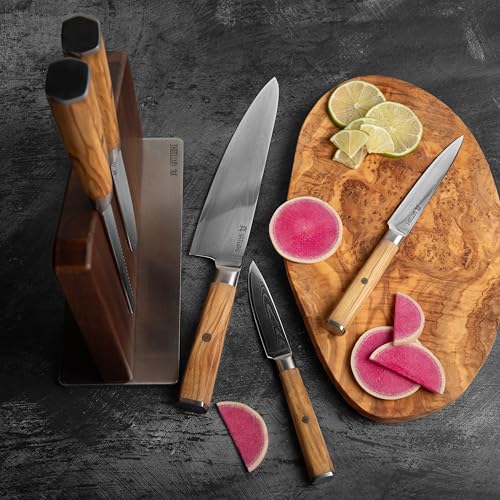 Magnetic Kitchen Knife Block Set (Olive / 6-Piece)