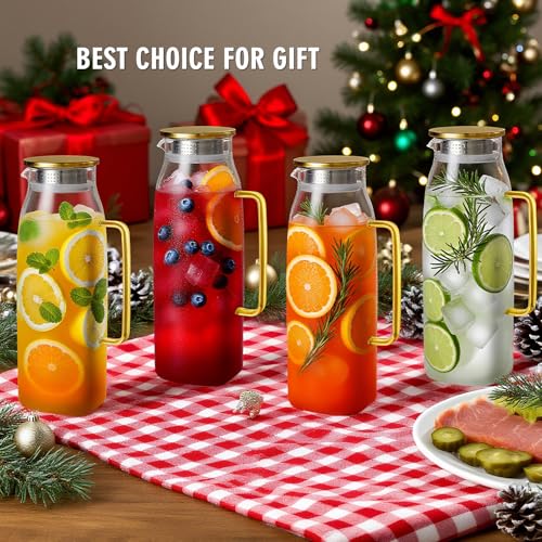 74oz Square Glass Pitcher with Lid and Handle for Fridge (74 Ounces)
